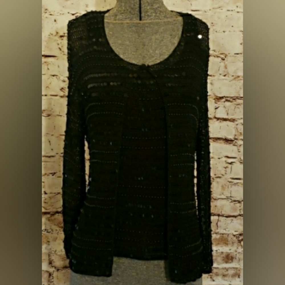 NWT Black Beaded/Sequin Cardigan and Tank …